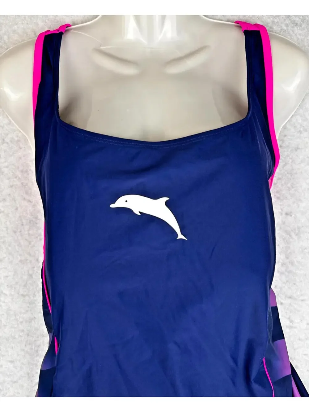 Halcurt Womens 2XL Navy Pink Racerback One Piece Performance Swimsuit NWT